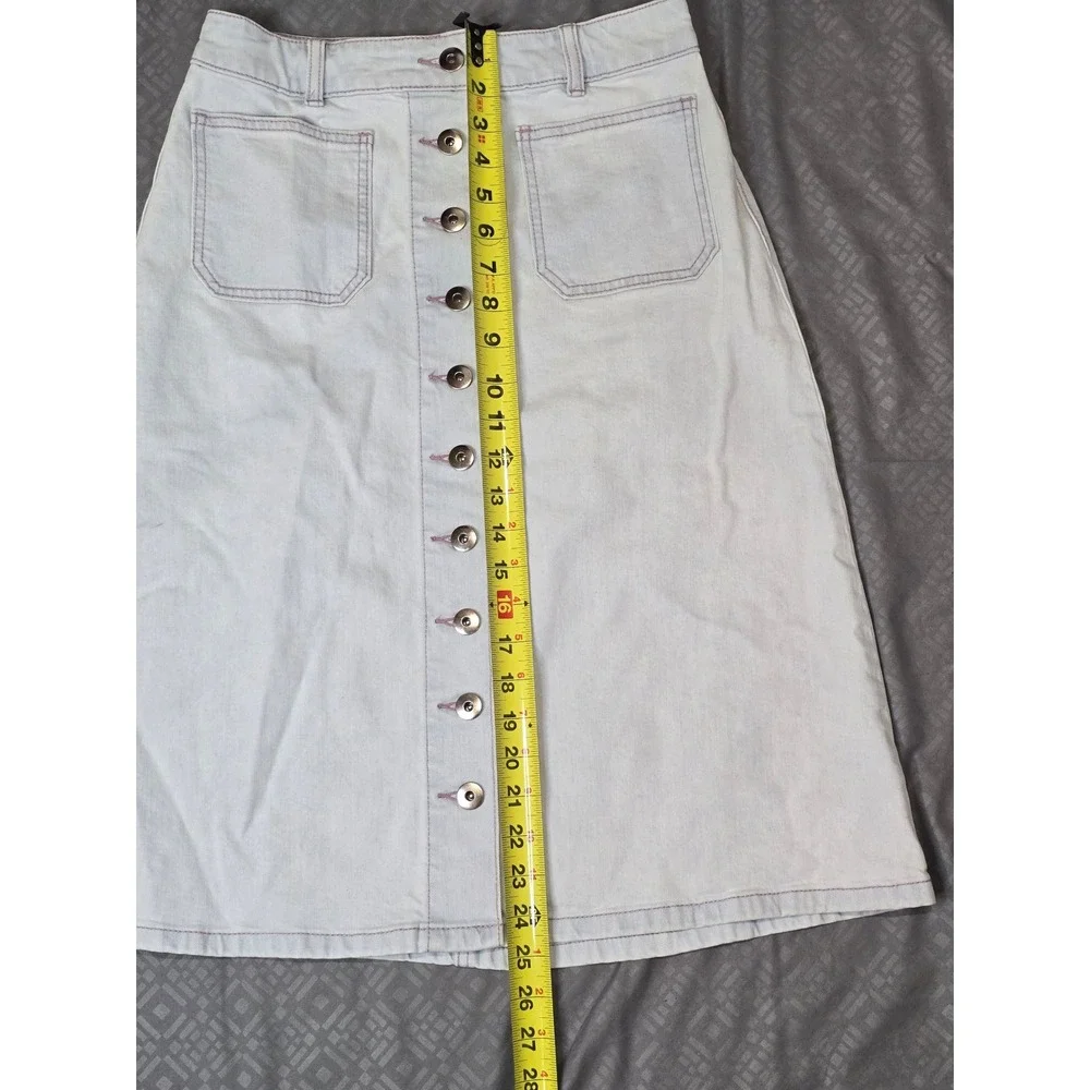 NWOT Kate Spade Denim Button Front‎ A-Line Midi Skirt Light Wash Size 4